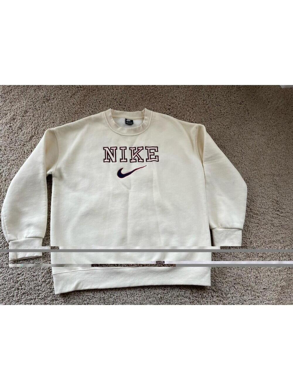Nike Vintage Style Logo Crewneck Sweatshirt  Light Yellow L Large
